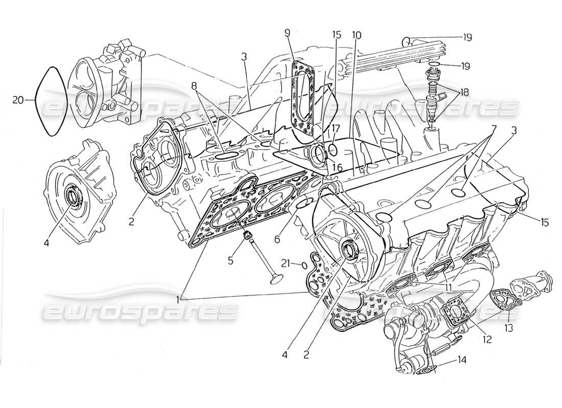 maserati 2.24v heads gasket set and rubbers part diagram