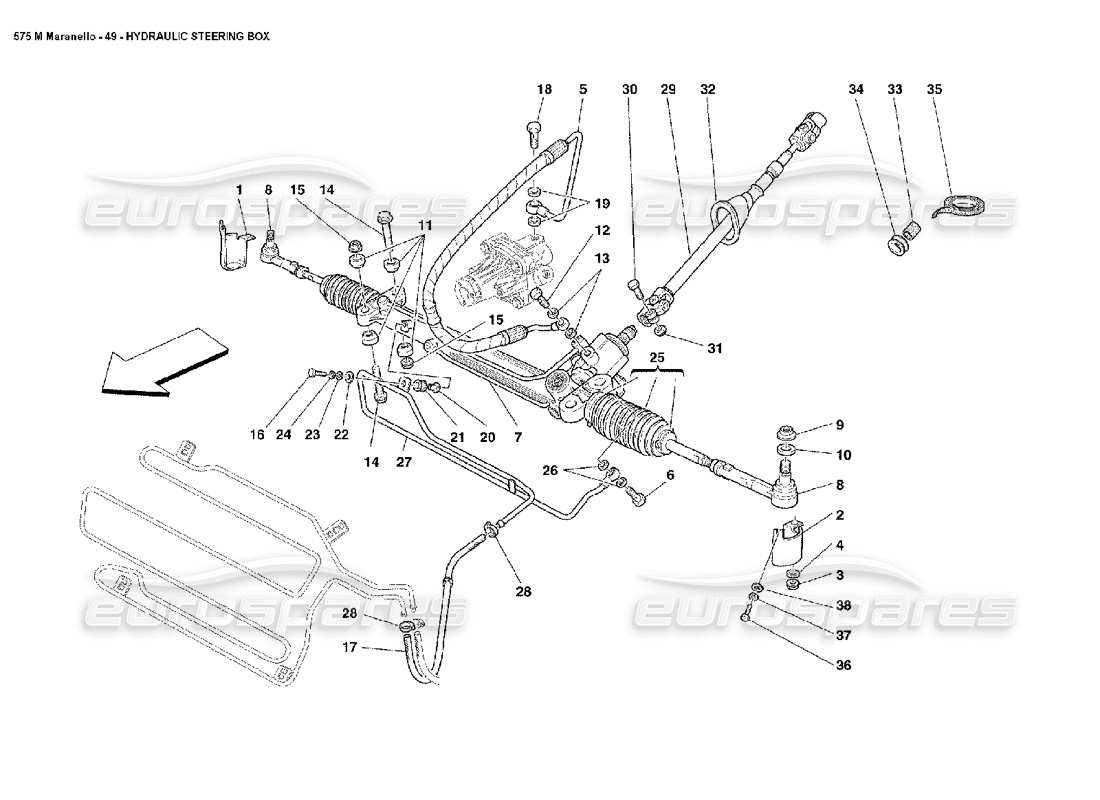 ferrari 575m maranello hydraulic steering box part diagram