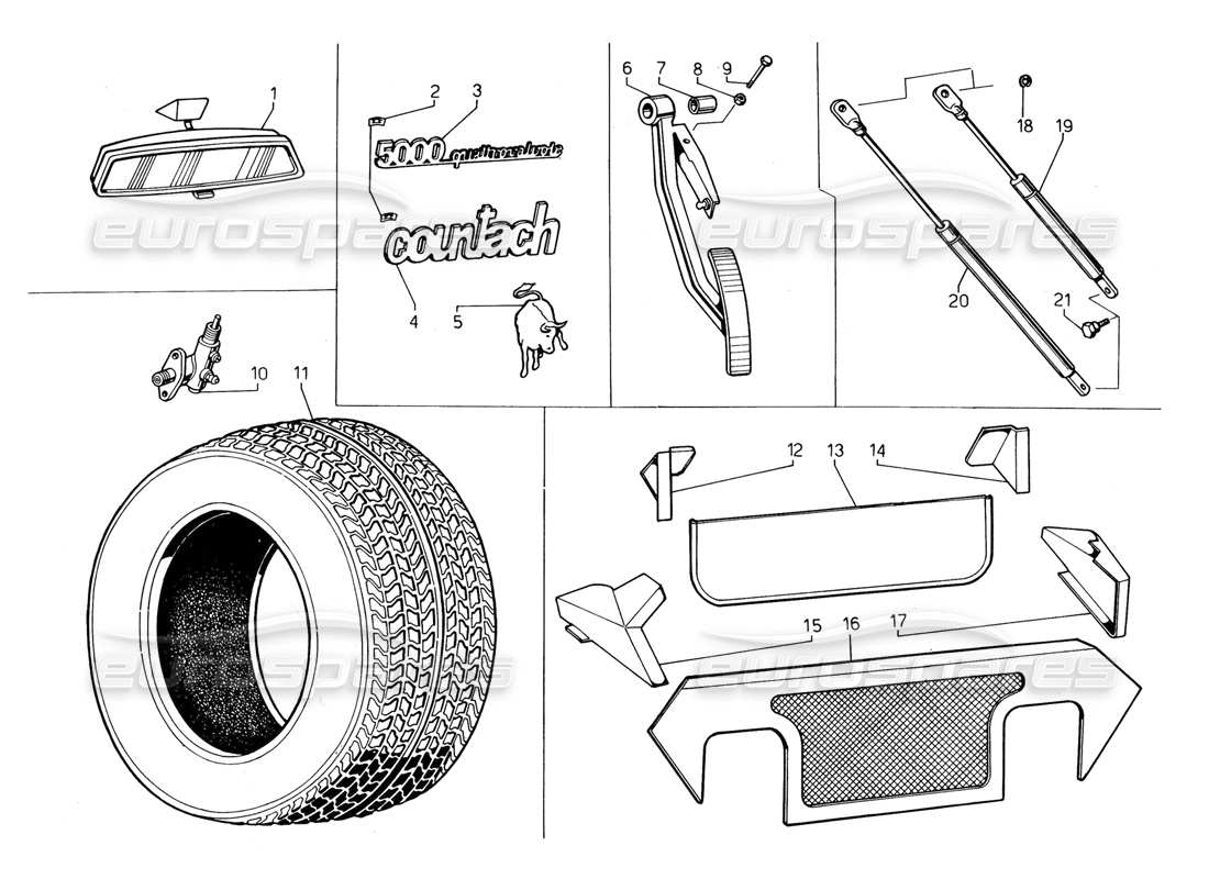 lamborghini countach 5000 qv (1985) miscellaneous parts diagram