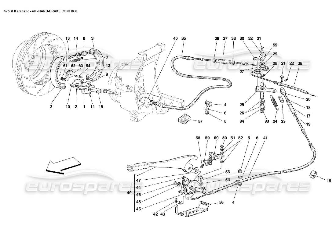 ferrari 575m maranello hand brake control part diagram