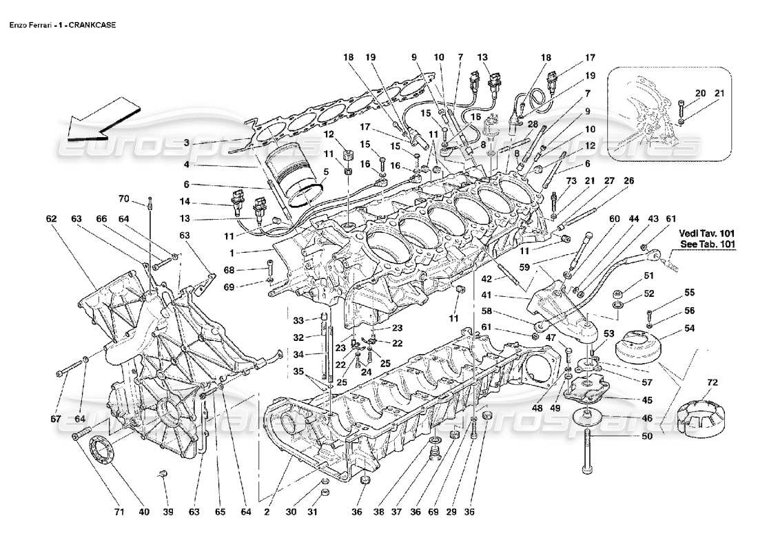 ferrari enzo crankcase connecting rods and pistons parts diagram