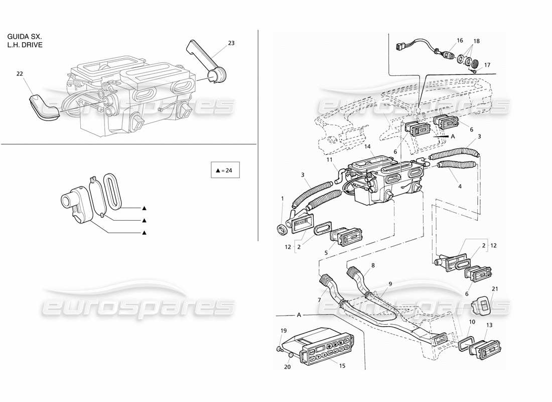 maserati qtp v6 evoluzione passenger compartment ventilation part diagram