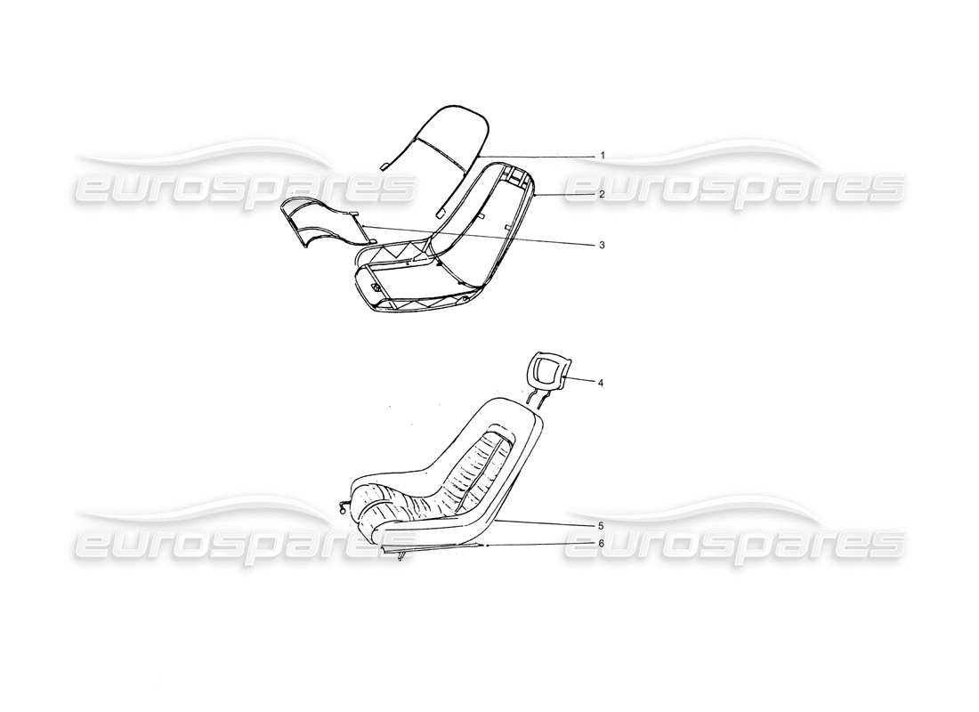 ferrari 365 gtb4 daytona (coachwork) front seats parts diagram