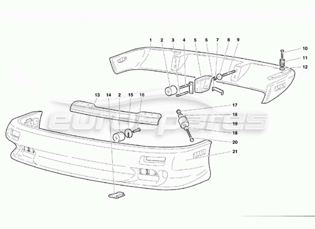 lamborghini diablo vt (1994) bumpers (valid for canada version - april 1994) part diagram