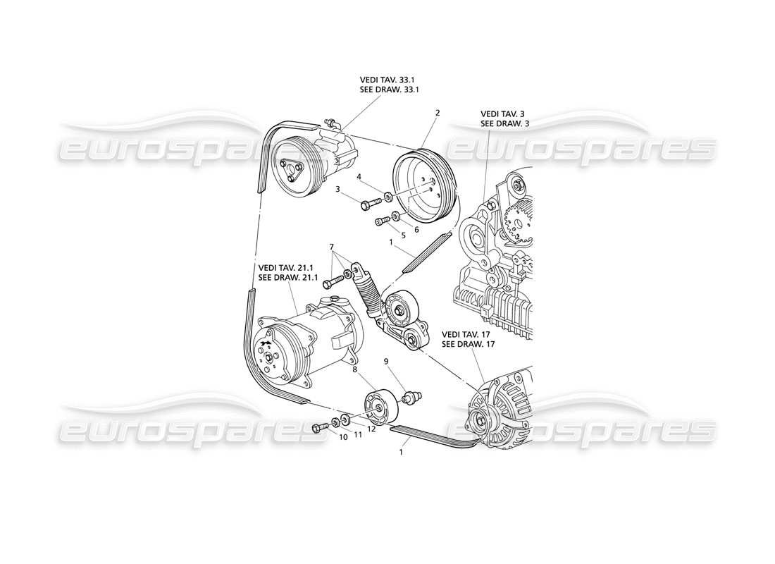 maserati qtp v6 evoluzione poly v belt system parts diagram