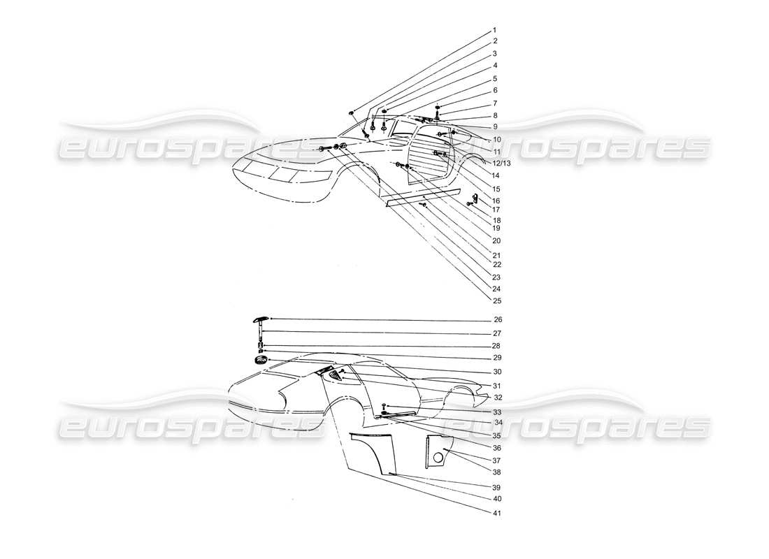 ferrari 365 gtb4 daytona (coachwork) trim screws parts diagram