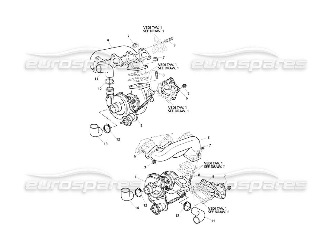maserati qtp v8 evoluzione turboblowers and exhaust manifolds parts diagram