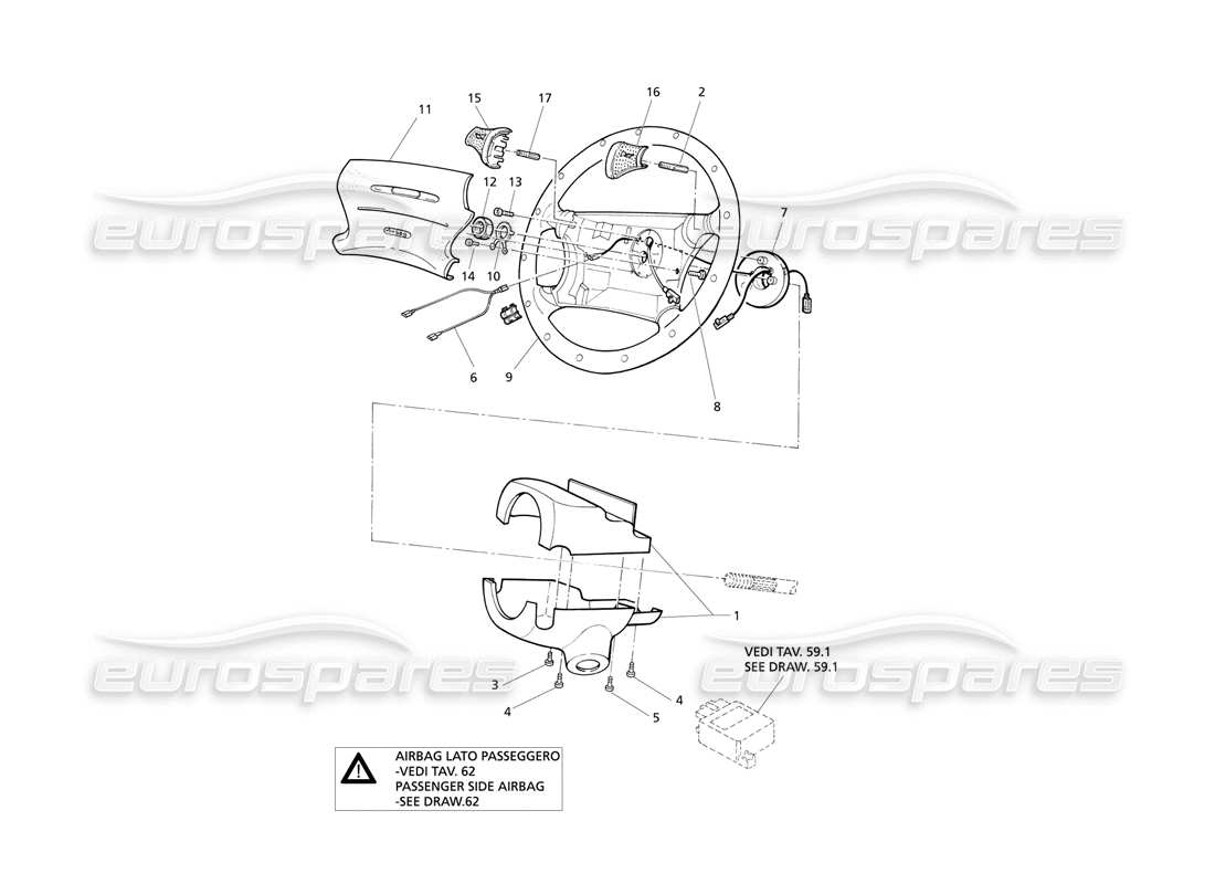 maserati qtp v6 evoluzione steering wheel with airbag parts diagram