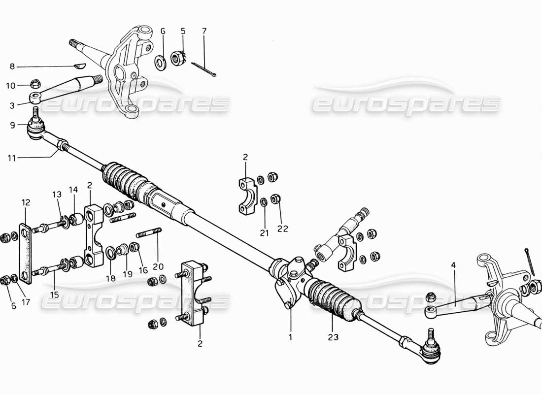 ferrari 206 gt dino (1969) steering box and steering connections parts diagram