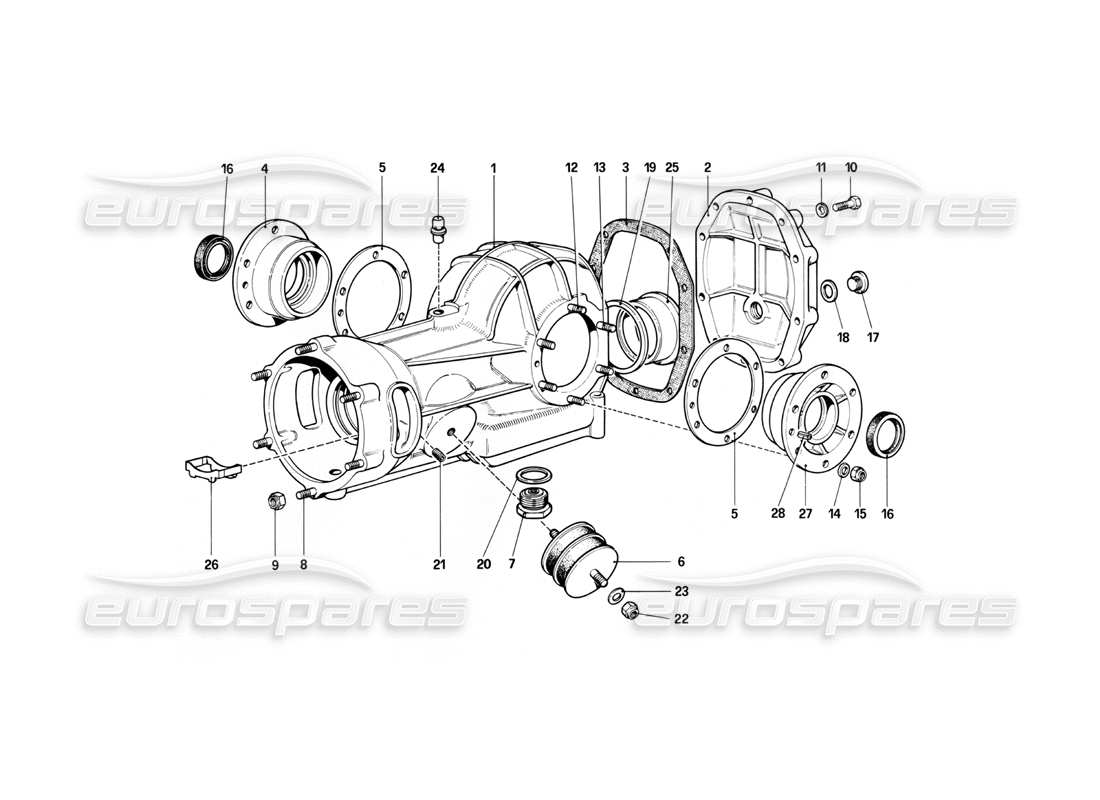 ferrari 400i (1983 mechanical) differential housing parts diagram