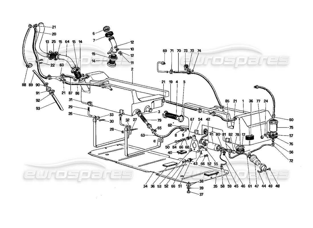 ferrari mondial 3.0 qv (1984) fuel pump and pipes (cabriolet) parts diagram