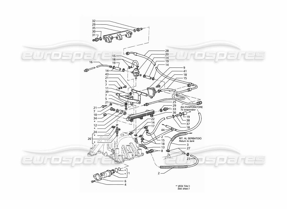 maserati ghibli 2.8 (abs) injection system accessories parts diagram