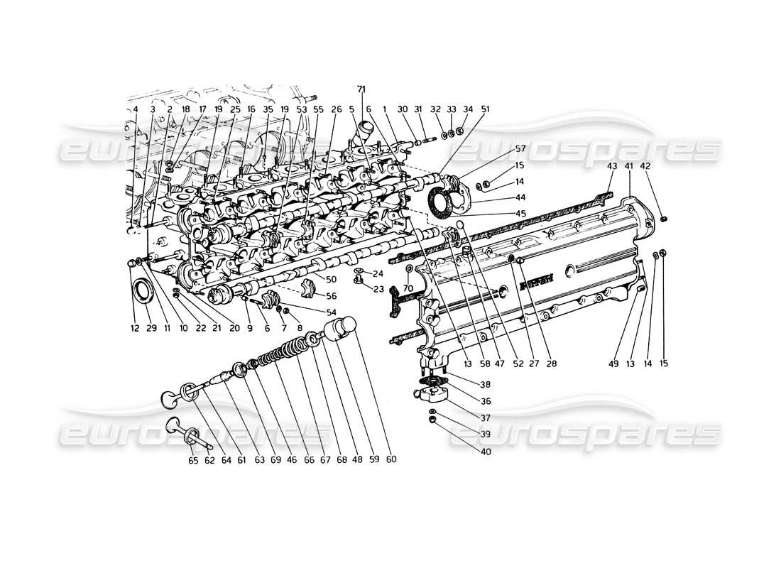 ferrari 365 gt4 berlinetta boxer cylinder head (left) part diagram