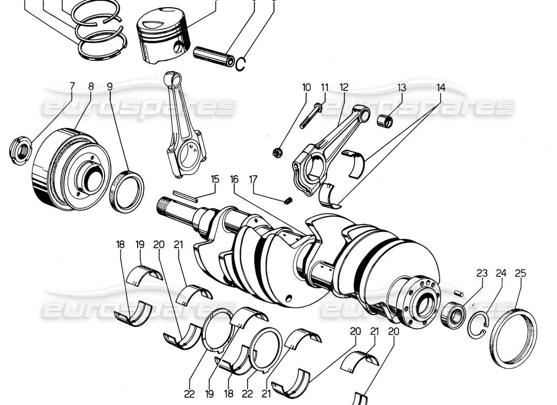 lamborghini urraco p300 crankshaft part diagram