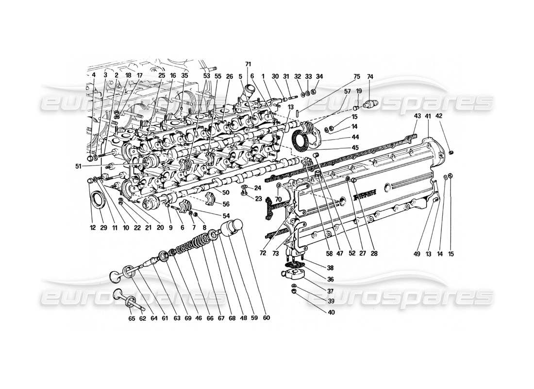 ferrari 512 bbi cylinder head (left) part diagram