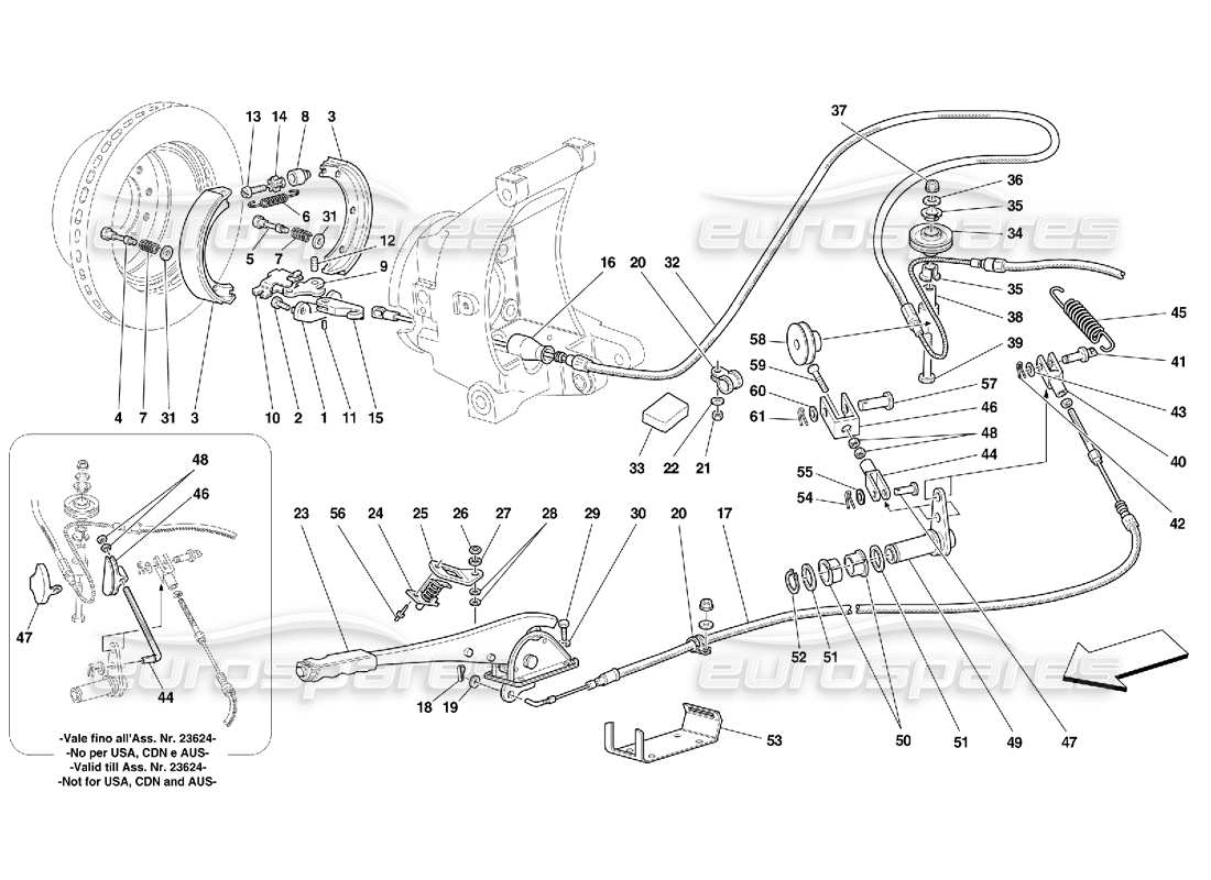 ferrari 456 gt/gta hand-brake control -valid for 456 gta part diagram