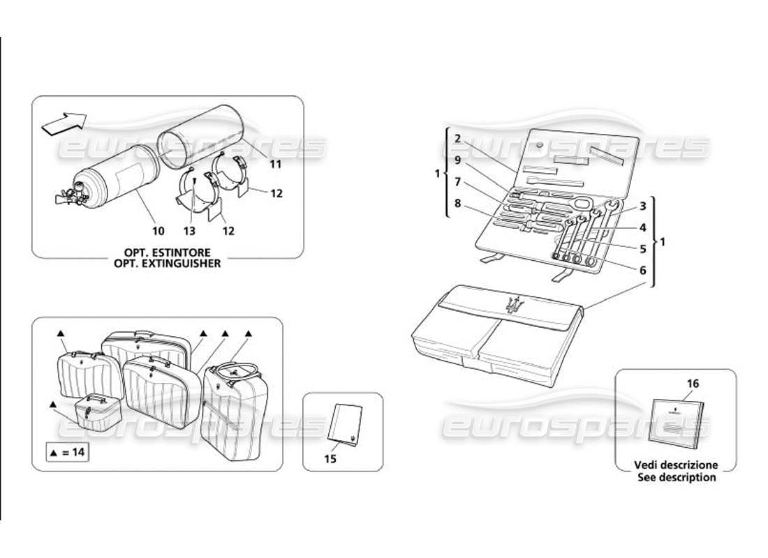 maserati 4200 gransport (2005) tools equipment and accessories parts diagram