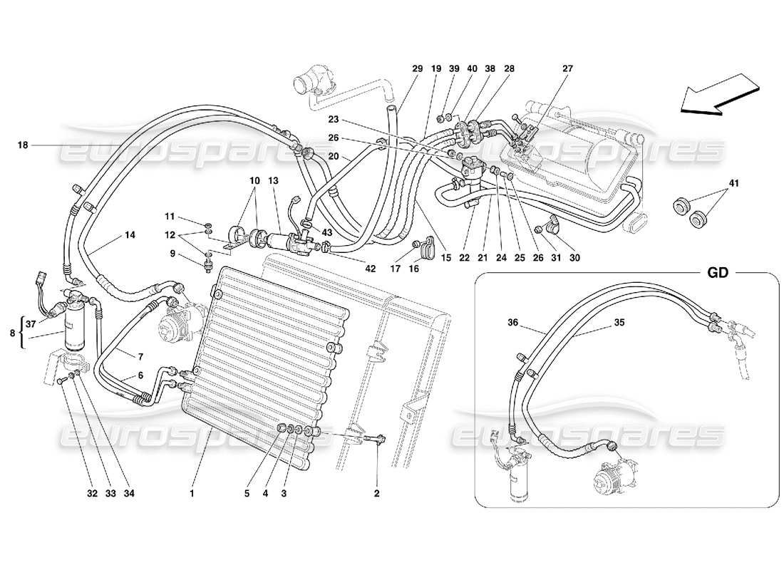 ferrari 456 gt/gta air conditioning system -valid till ass. nr. 20878 parts diagram