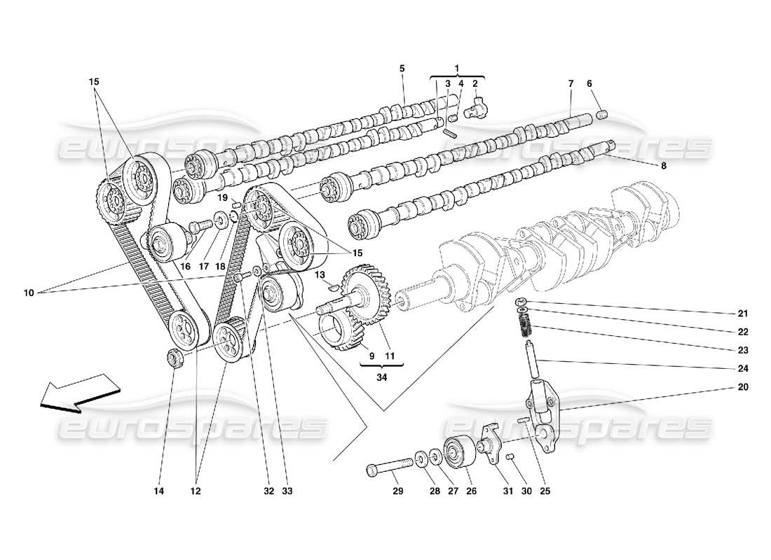 ferrari 456 gt/gta timing - controls part diagram