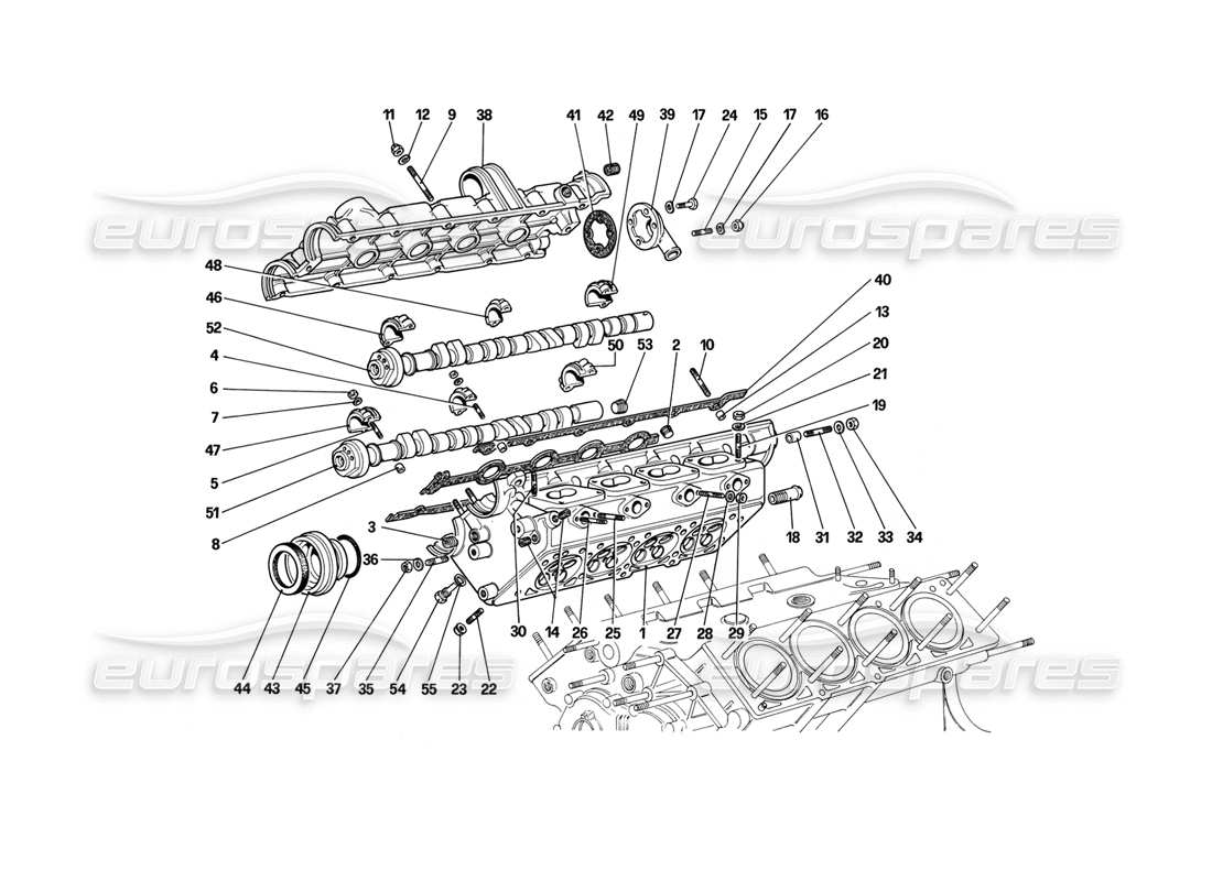 ferrari mondial 3.2 qv (1987) cylinder head (right) part diagram