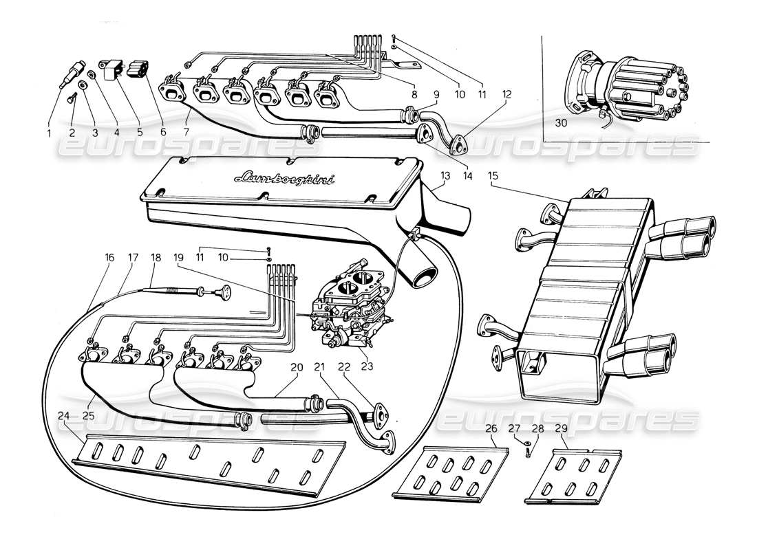 lamborghini countach 5000 qvi (1989) special fittings (valid for switzerland - january 1984) parts diagram