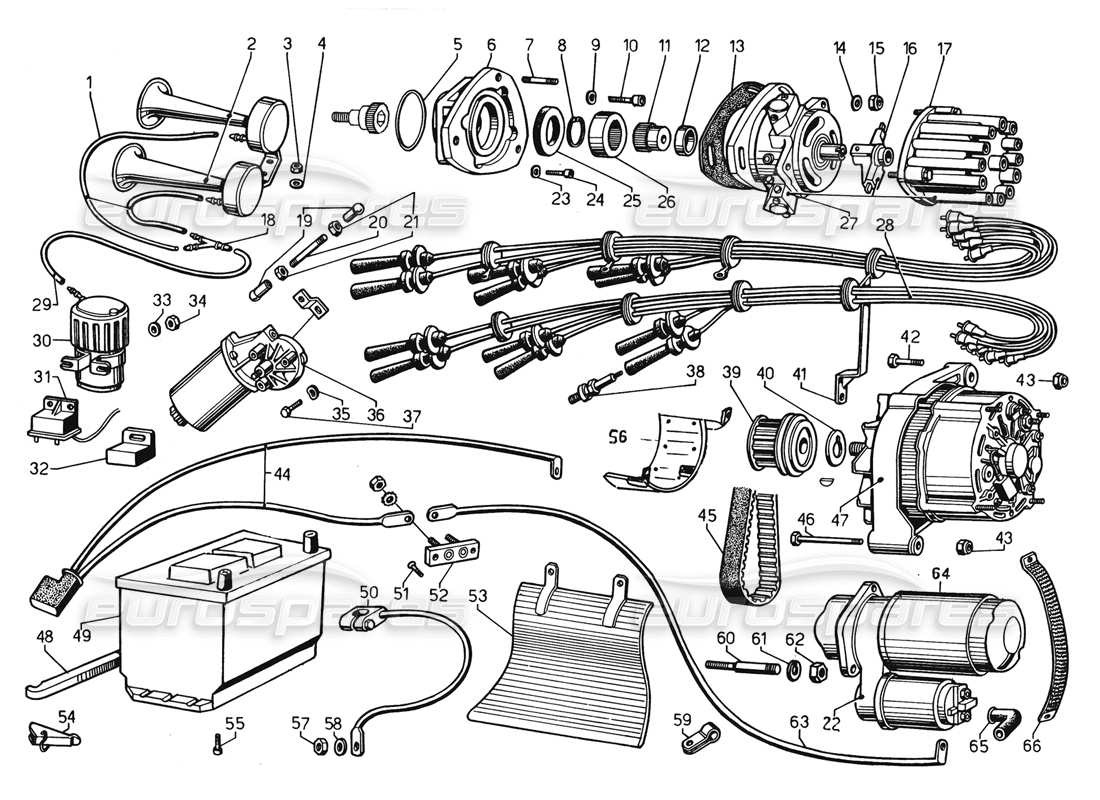 lamborghini countach 5000 qvi (1989) electrical system part diagram