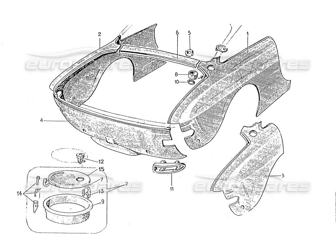 ferrari 330 gt 2+2 (coachwork) rear end panels part diagram