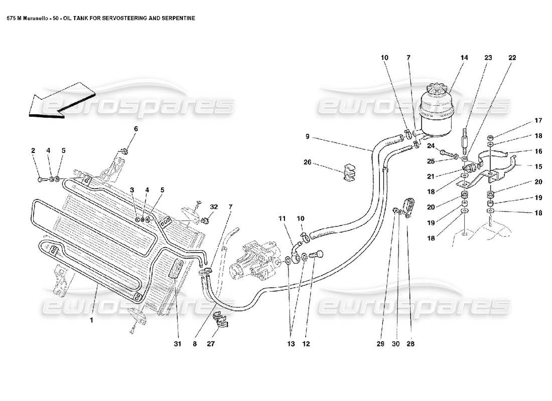 ferrari 575m maranello oil tank for servosteering and serpentine parts diagram