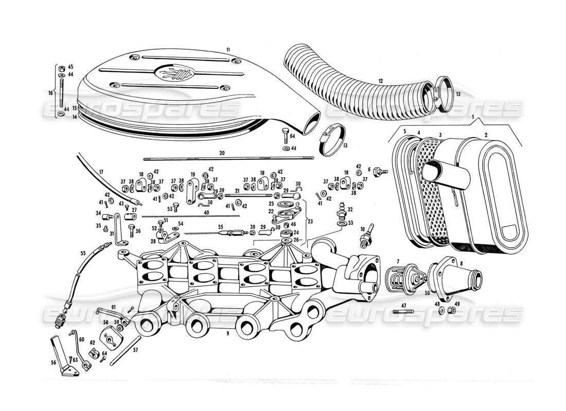 maserati indy 4.2 air intake manifold and filter part diagram