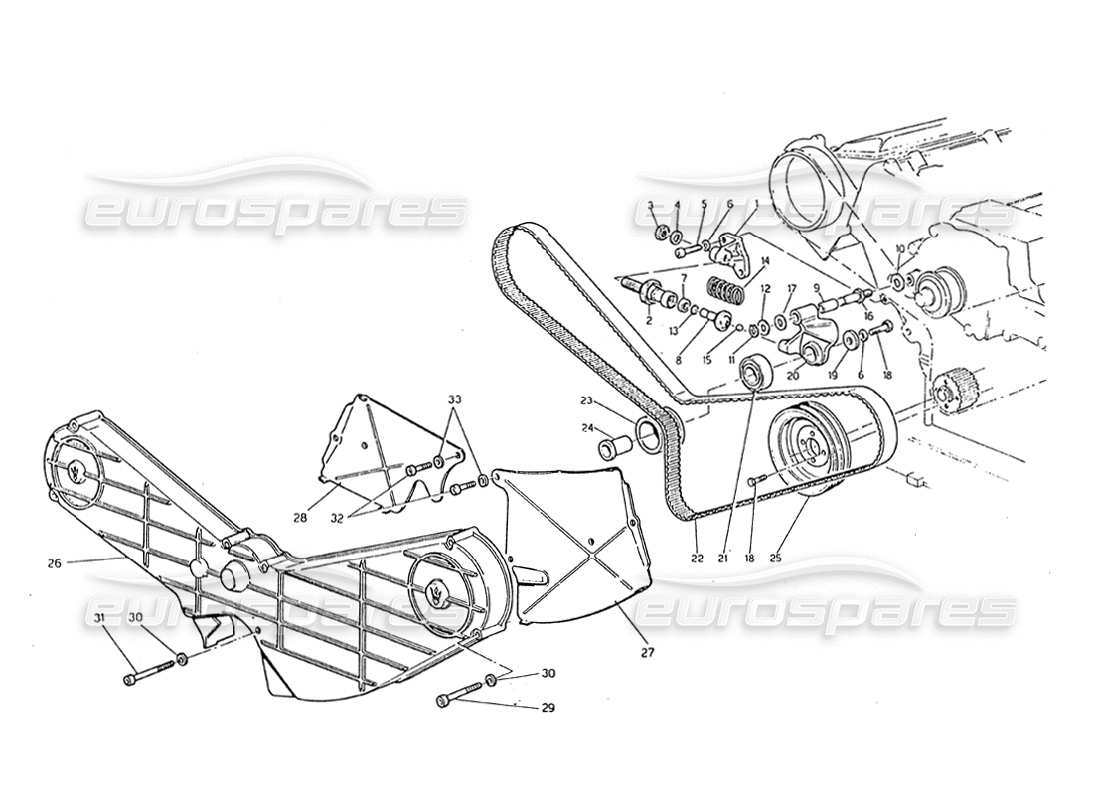 maserati biturbo 2.5 (1984) timing control parts diagram