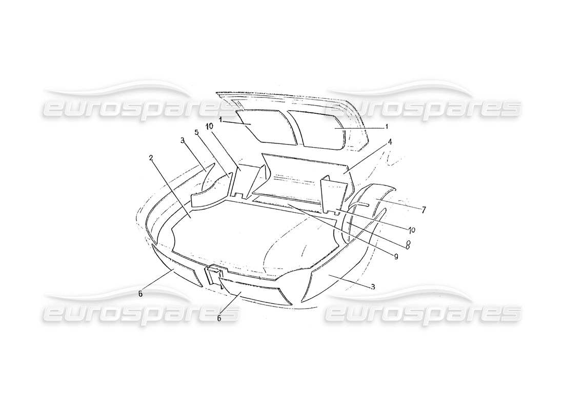 ferrari 330 gtc / 365 gtc (coachwork) boot inner carpets parts diagram