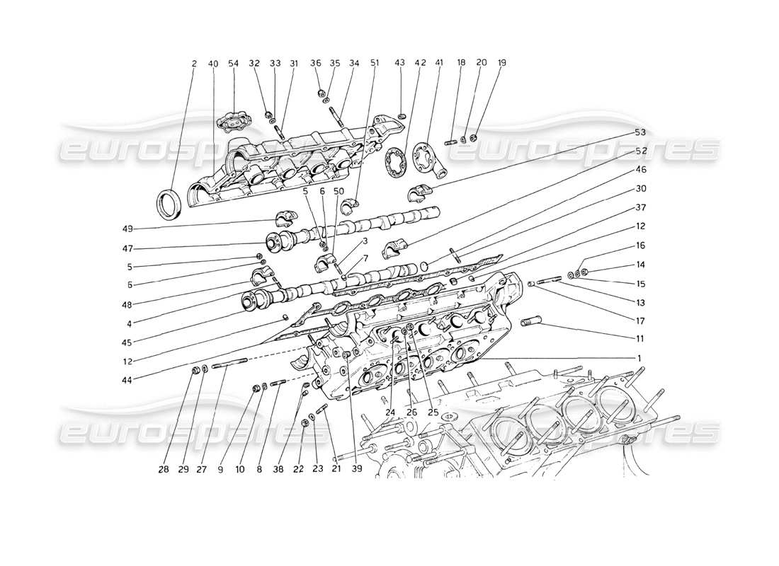 ferrari 208 gt4 dino (1975) cylinder head (right) part diagram