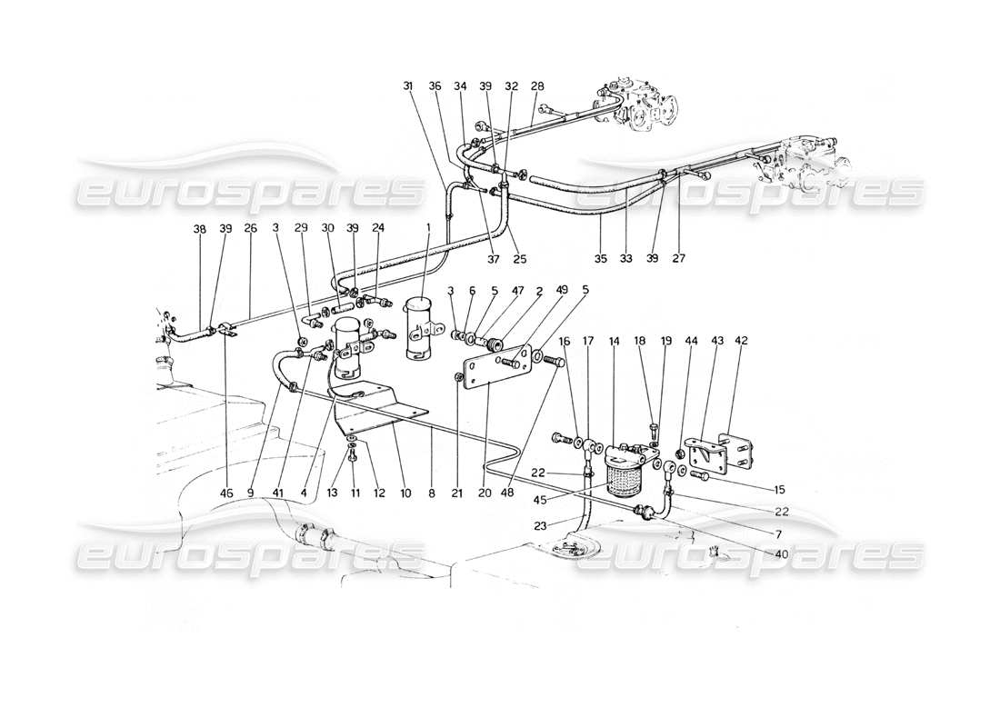 ferrari 400 gt (mechanical) fuel pumps and pipes part diagram