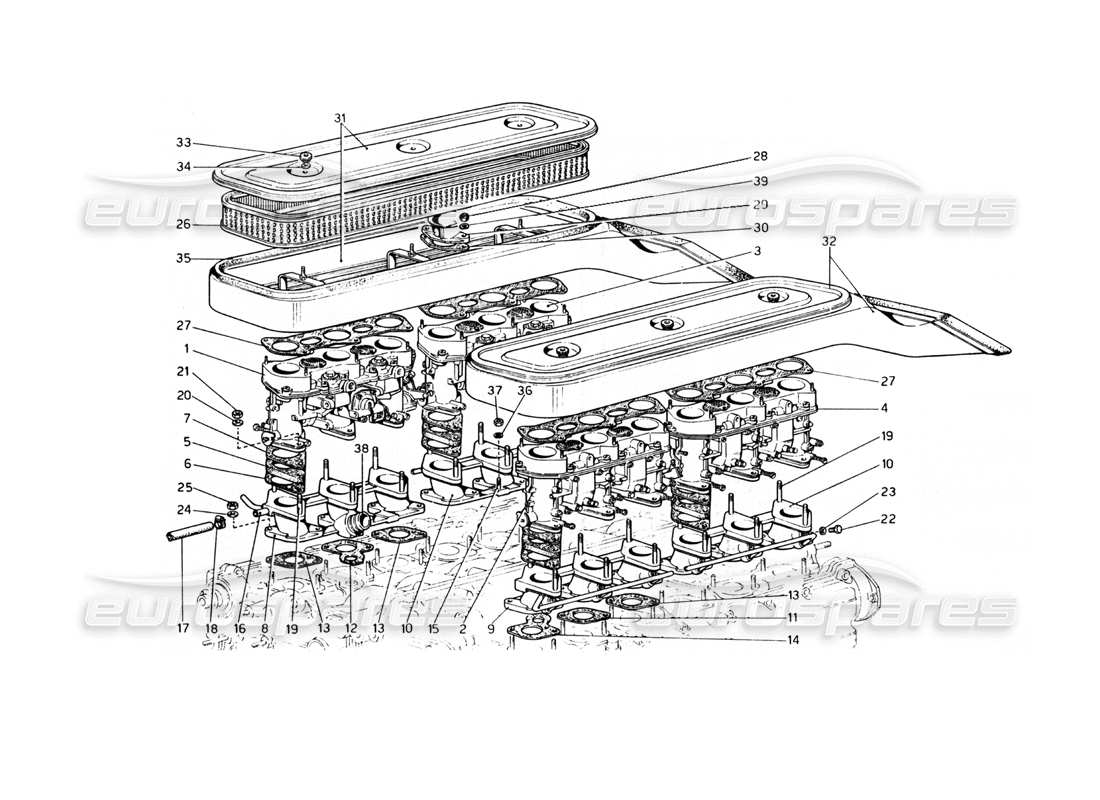 ferrari 365 gt4 berlinetta boxer air intakes and manifolds part diagram