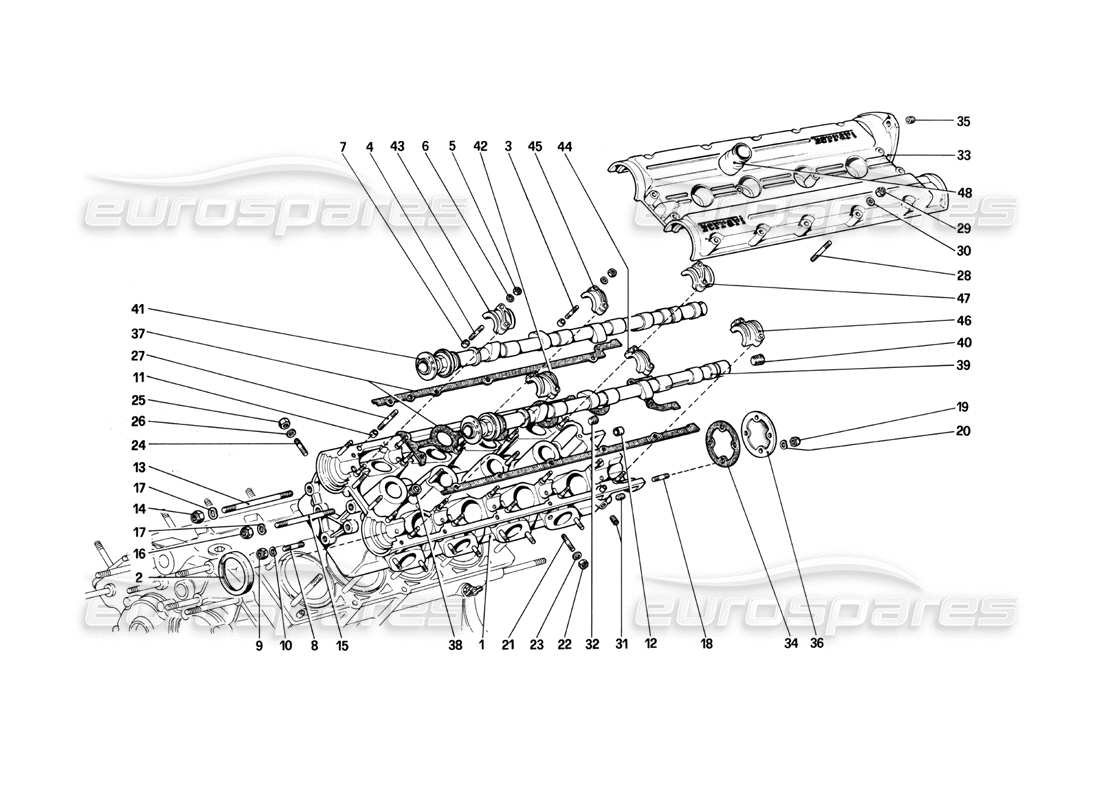 ferrari 208 turbo (1982) cylinder head (left) parts diagram