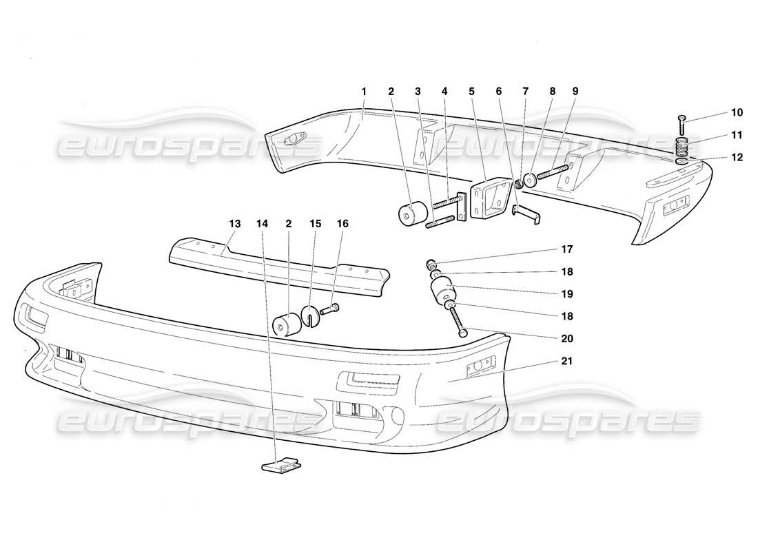 lamborghini diablo vt (1994) bumpers (valid for usa version - april 1994) part diagram