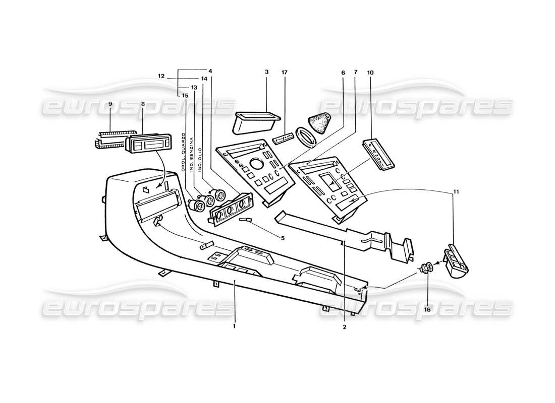 ferrari 400 gt / 400i (coachwork) inner center console panels part diagram