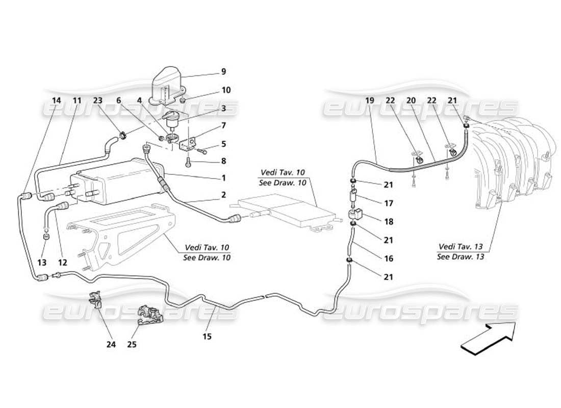 maserati 4200 gransport (2005) antievaporation device -not for usa and cdn- parts diagram
