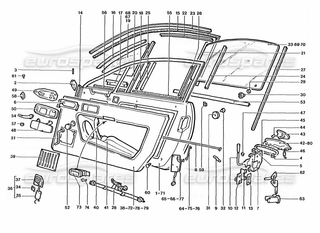 ferrari 400 gt / 400i (coachwork) doors part diagram