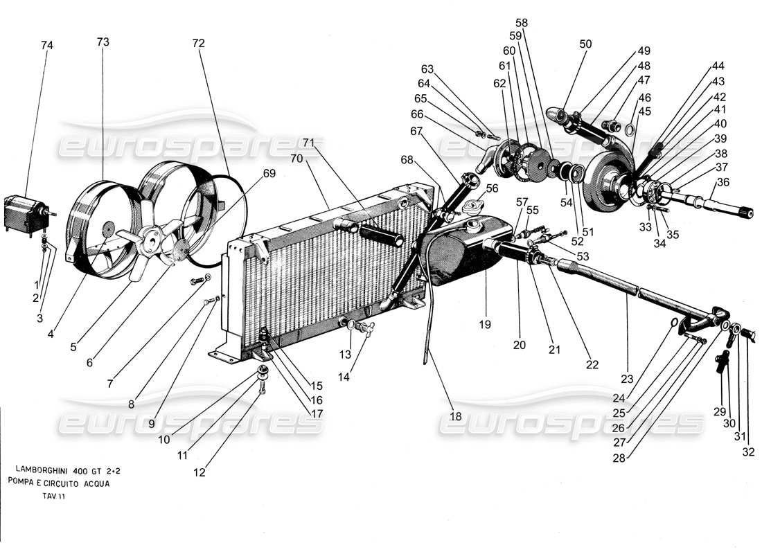 lamborghini 400 gt water pump parts diagram