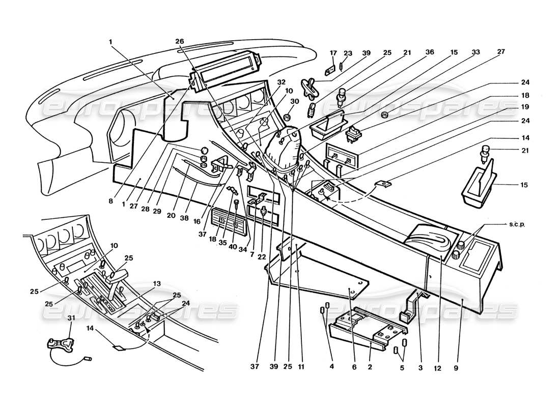 ferrari 400 gt / 400i (coachwork) inner switches & trims part diagram