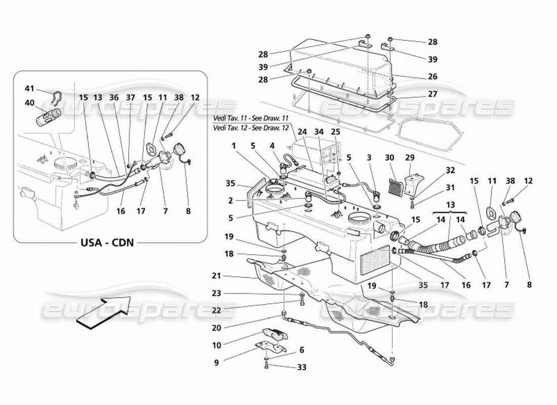 maserati 4200 spyder (2005) fuel tanks and union part diagram