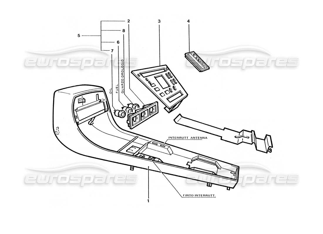 ferrari 400 gt / 400i (coachwork) inner center console panels part diagram