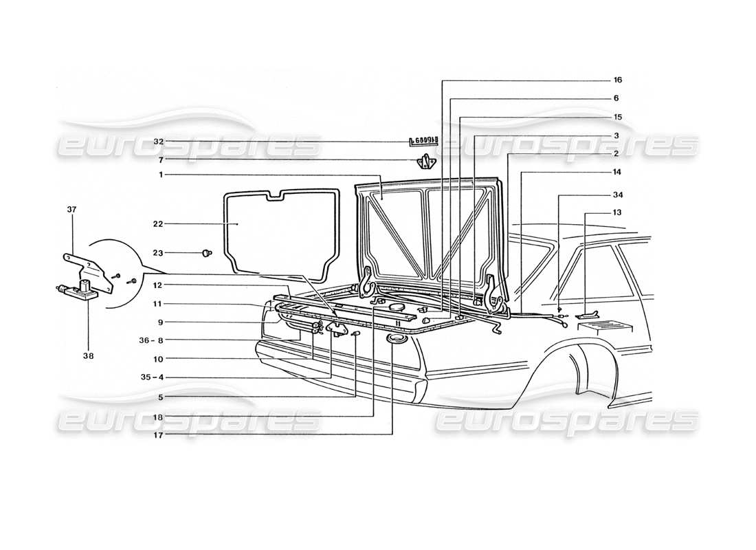 ferrari 400 gt / 400i (coachwork) boot lid part diagram