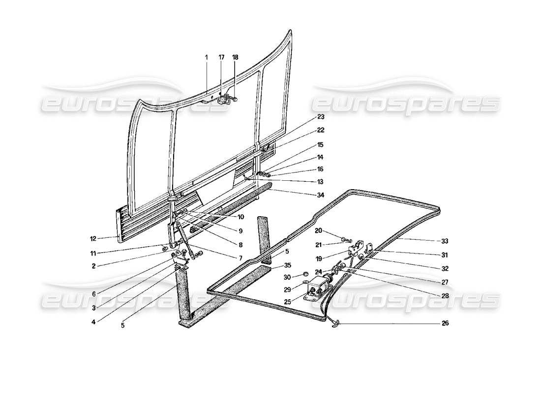 ferrari mondial 3.2 qv (1987) front compartment lid parts diagram