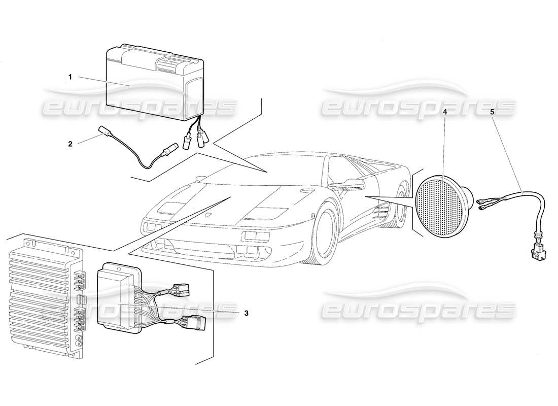 lamborghini diablo vt (1994) radio set (valid for rh d. version - april 1994) part diagram