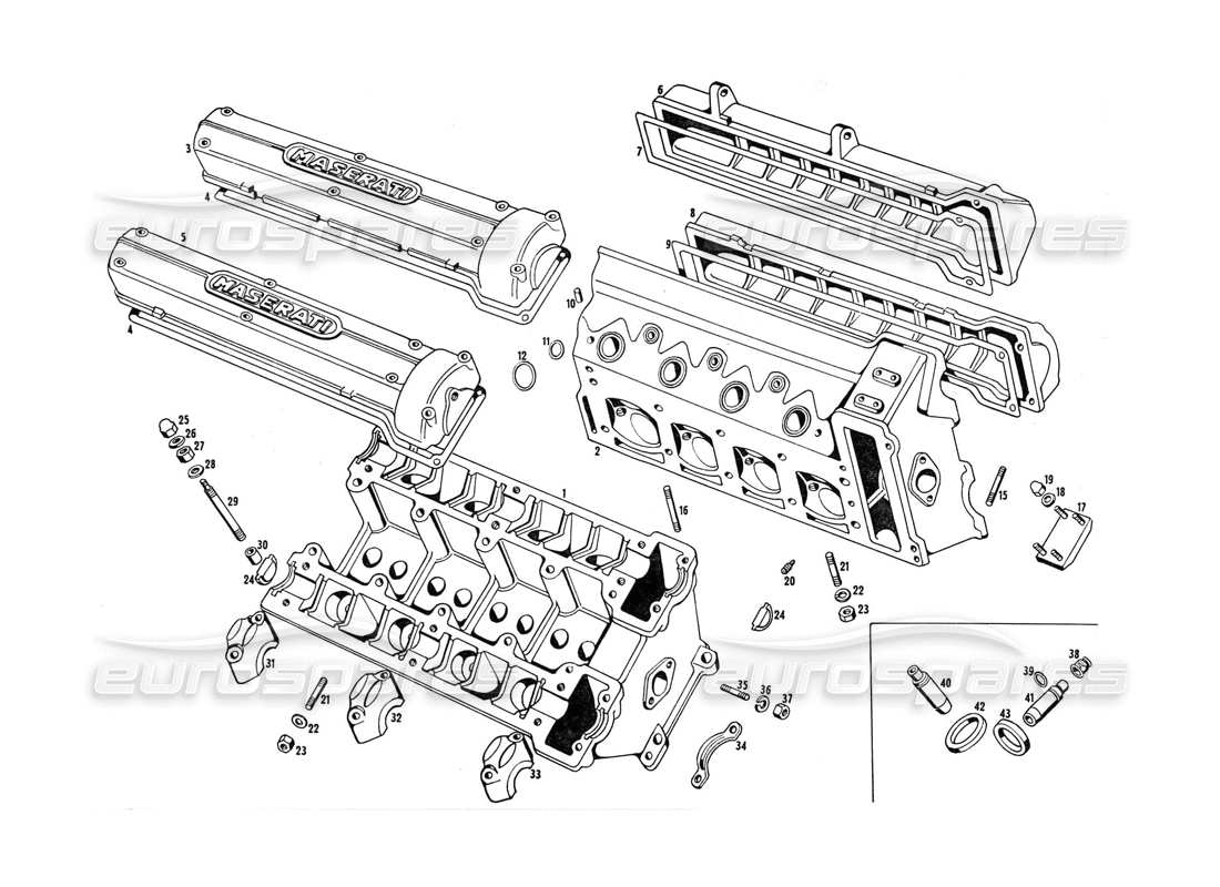 maserati indy 4.2 cylinder heads parts diagram
