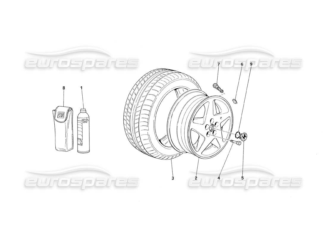 ferrari 348 (1993) tb / ts wheels part diagram