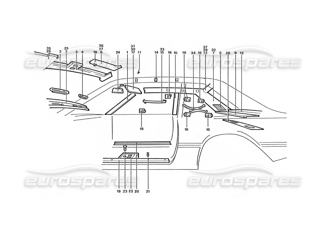 ferrari 400 gt / 400i (coachwork) sun visors & covers part diagram