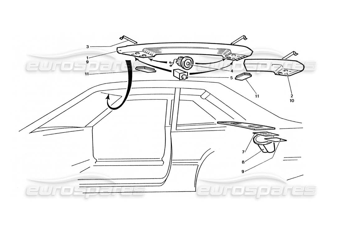 ferrari 400 gt / 400i (coachwork) roof panel & switches part diagram